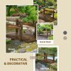 Outsunny 5FT Wooden Garden Bridge with Planters on Safety Railings, Stained Finish Arched Footbridge for Pond, Stream, Carbonized