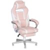 HOMCOM Gaming Chair with Footrest, PU Leather Computer Chair, Swivel Game Chair with 150 Reclining Back and Lumbar Support for Adults, Pink