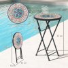 Outsunny Mosaic Outdoor Garden Table, 35.5cm Round Folding Coffee Table with Metal Frame for Balcony Terrace, Multicolour