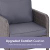 Outsunny 5 Pieces PE Rattan Garden Furniture Set with 10cm Thick Padded Cushions, Wicker Weave Outdoor Seating Chairs with 2 Armchairs, 2 Stools, Glass Top Table, Grey