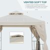 Outsunny 3 x 3 m Garden Gazebo Double Roof Marquee Patio Wedding Party Tent Canopy Shelter with Sidewalls (Beige)