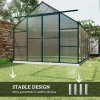 Outsunny 8 x 12ft Aluminium Greenhouse Polycarbonate Walk-in Garden Greenhouse Kit with Adjustable Roof Vent, Double Sliding Door, Rain Gutter and Foundation, Clear