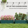 Outsunny Set of 2 Raised Garden Bed, Outdoor Planter Box with Galvanised Steel Frame for Growing Vegetables, Flowers and Herbs, 100 x 60 x 30cm, Green