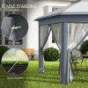 Outsunny 3 x 4m Garden Gazebo Hexagon Pop Up Gazebo Party Tent Canopy Double Roof Instant Shelter with Netting and Carry Bag for Outdoor Patio, Grey
