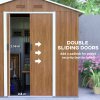 Outsunny 6.5 x 3.5ft Metal Garden Shed, Outdoor Storage Shed for Tool Organization with Double Sliding Doors and 4 Vents for Garden, Patio, Brown Wood Effect