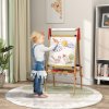 AIYAPLAY Kids Easel, 3 in 1 Art Easel Double Sided Height Adjustable with Paper Roll, Whiteboard, Chalkboard, Painting Accessories, Natural Wood Finish
