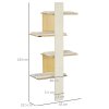 PawHut Cat Tree for Indoor Cats, Four-Layer Wall-Mounted Shelf, Cat Wall Furniture, Kitten Perch Climber Furniture w/ Cushions, Scratching Board - Oak Tone