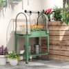 Outsunny Raised Garden Bed with Greenhouse Cover, Mobile Elevated Planter Box with Wheels and Bottom Shelf for Vegetables, Flowers, Herbs, 80 x 40 x 120cm, Green