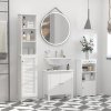 HOMCOM Tall Bathroom Cabinet Storage Cupboard Floor Standing Home Bathroom Furniture w/ 6 Shelves 165H x 34W x 20D cm White