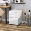 Vinsetto 3-Drawer Filing Cabinet with Lock, Mobile Steel File Cabinet for A4, Legal and Letter Size, Under Desk Drawers with Pre-Assembled Body for Home Office, 39 x 48 x 60 cm, White
