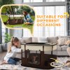 PawHut Dog Pen, Pet Playpen, Portable Foldable Dog Cat Playpen Soft Pet Cage with Storage Bag for Puppies, Rabbits, Kittens, Guinea Pigs, 94 x 74 x 60cm - Brown