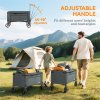 Outsunny Folding Trolley on Wheels, 150L Collapsible Wagon Festival Trolley Cart with Openable Sides, Adjustable Handle and Brakes for Shopping Camping Beach and Garden, Grey