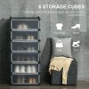 HOMCOM 6-Tier Shoe Rack Organiser, Stackable Storage Boxes with Doors, Shoe Storage Cabinet for Living Room, Entryway, Hallway, Black