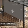 Outsunny 4 x 3(m) Aluminium Outdoor Pergola with Retractable Roof, Outdoor Gazebo Canopy Shelter with Grommet Holes for Garden, Patio, Lawn, Grey