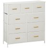 HOMCOM Chest of Drawers with 9 Fabric Drawers, Boucle Storage Organiser with Steel Frame, Fabric Dresser for Bedroom, Living Room, Hallway, Cream White