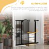 PawHut Pressure Fit Dog Stair Gate No Drilling Safety Gate Auto Close for Doorways, Hallways, 74-94cm Adjustable, 78cm Tall, Black