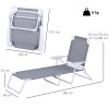 Outsunny Foldable Sun Lounger, Outdoor 4 Level Adjustable Backrest Reclining Lounge Chair with Armrests for Patio, Garden, Grey