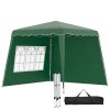Outsunny 2.4 x 2.4m Pop Up Gazebo Canopy Tent with 2 Sidewalls and Carry Bag, Height Adjustable, UV50+ Party Tent Event Shelter for Garden, Patio, Green
