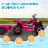 HOMCOM Electric Quad Bike, 6V Kids Ride On All-Terrain with Back Trailer for Ages 18-36 Months - Pink