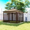 Outsunny 3 x 3(m) Pop Up Gazebo with Netting and Carrying Bag, Party Tent Instant Event Shelter, Height Adjustable and UV-Resistant, for Garden, Patio, Beige