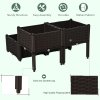 Outsunny Set of 4 26L Garden Raised Bed Elevated Patio Flower Plant Planter Box PP Vegetables Planting Container, Brown