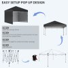 Outsunny 3 x 3 (M) Pop Up Gazebo with 3 Sidewalls, Leg Weight Bags and Wheeled Bag, Height Adjustable Party Tent Event Shelter for Garden, Patio, Black