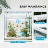 PawHut Fish Tank, 14L Glass Aquarium with Filter System, LED Lights, Water Pump, Betta Fish Tank for Goldfish, Shrimps, White