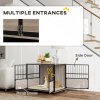 PawHut Dog Crate Furniture, Dog Cage End Table Indoor with 3 Doors, Furniture Style Dog Crate with Soft Washable Cushion, for Medium Dogs, 80L x 60W x 68Hcm
