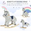 HOMCOM Kids Plush Rocking Horse w/ Sound Children Rocker Ride On Toy Gift 3-6 Years Grey