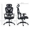 Vinsetto Ergonomic Office Chair, Mesh Swivel Desk Chair with Lumbar Support, Padded Seat, Adjustable Height and Headrest for Home Office, Black