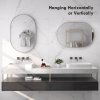 HOMCOM Oval Bathroom Mirror, Modern Wall-mounted Vanity Mirror with Wide Aluminium Frame, Tempered Glass for Living Room, Entryways, Horizontal or Vertical Hanging, 60 x 90cm, Silver