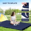 Outsunny 2 Person Camping Inflating Sleeping Mat Inflatable Mattress Ultralight Folding Bed Portable Air Bed for Outdoor Backpacking Hiking Travel - Navy Blue