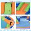 Outsunny 5 in 1 Kids Bouncy Castle Narwhals Style Inflatable House with Slide Trampoline Pool Water Gun Climbing Wall with Inflator Carrybag, 4.2 x 3.7 x 2.3m
