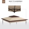 Outsunny Gazebo for 3.25m x 3.25m Frame, 2 Tier Gazebo Cover, UV Protection, Beige