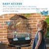 PawHut Metal Bird Cage with Plastic Swing Perch Food Container Tray Handle for Finch Canary Budgie 43.5 x 33 x 63 cm, Black