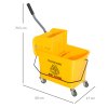 HOMCOM 20L Mop Bucket with Wringer and Handle, Mop Bucket on Wheels for Floor Cleaning, Separate Dirty and Clean Water