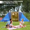 Outsunny 4-6 Man Tunnel Tent with 2 Bedroom and Living Area, Large Camping Tent, 2000mm Waterproof, Portable with Bag, for Fishing Hiking Festival, Grey and Blue