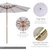 Outsunny 3(m) Garden Parasol, Pulley Operated Patio Umbrella, Wooden Parasol, Table Market Umbrella with Rope Pulley Mechanism and 8 Ribs, White