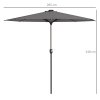 Outsunny 2.65m Garden Parasol with Lights, Solar Charged Warm Yellow LED Patio Umbrella with Crank Handle, for Balcony, Outdoor and Lawn, Charcoal Grey
