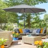 Outsunny 3(m) Garden Parasol Umbrellas, Outdoor Sun Shade with 8 Ribs, Tilt and Crank Handle for Balcony, Bench, Garden, Dark Grey