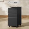 Vinsetto 3-Drawer Filing Cabinet with Lock, Mobile Steel File Cabinet for A4, Legal and Letter Size, Under Desk Drawers with Pre-Assembled Body for Home Office, 30 x 43.5 x 60 cm, Black