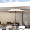 Outsunny 2.6 m Garden Parasol with Solar LED Lights, 3-Tier Patio Umbrella Outdoor with Tilt Mechanism & Crank Handle, UPF 30+, Table Umbrella for Market Terrace, Khaki