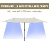 Outsunny 4.6m Garden Parasol Double-Sided Sun Umbrella Patio Market Shelter Canopy Shade Outdoor with Cross Base - Off White