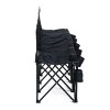 Outsunny 6 Seater Folding Bench, Outdoor Camping Chair Portable Sports Spectator Chair with Metal Frame, Cup Holder & Carry Bag, Black
