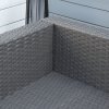Outsunny 10 Pieces Outdoor PE Rattan Sofa Set with 10cm Thick Cushions, Garden Sectional Corner Sofa Set with Glass Top Dining Table and Three Footstools, Grey