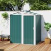 Outsunny 5ft x 4ft Garden Shed, Metal Tool Storage Shed with Sliding Door, Sloped Roof and Foundation Kit for Garden, Patio, Green