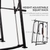 SPORTNOW 3-In-1 Smith Machine, Multifunctional Power Cage with Dual Cable Pulley System, Chest Press Station, 17-Level Squat Rack and Barbell Bar, Home Gym System