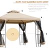 Outsunny 3 m x 3 m Garden Gazebo, Double Roof Outdoor Gazebo Canopy Shelter with Netting, Solid Steel Frame for Garden, Lawn, Backyard and Deck
