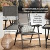 Outsunny 3 Pieces Garden Bistro Set, Folding Table and Chairs Set, Metal Garden Furniture Set with Cup Holders for Outdoor, Patio, Balcony, Black