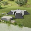 Outsunny 6-9 Man Large Tunnel Tent with 3 Bedroom, Living Area and Porch, 2000mm Waterproof Camping Tent, Portable with Bag, for Fishing Hiking Festival, Dark Grey